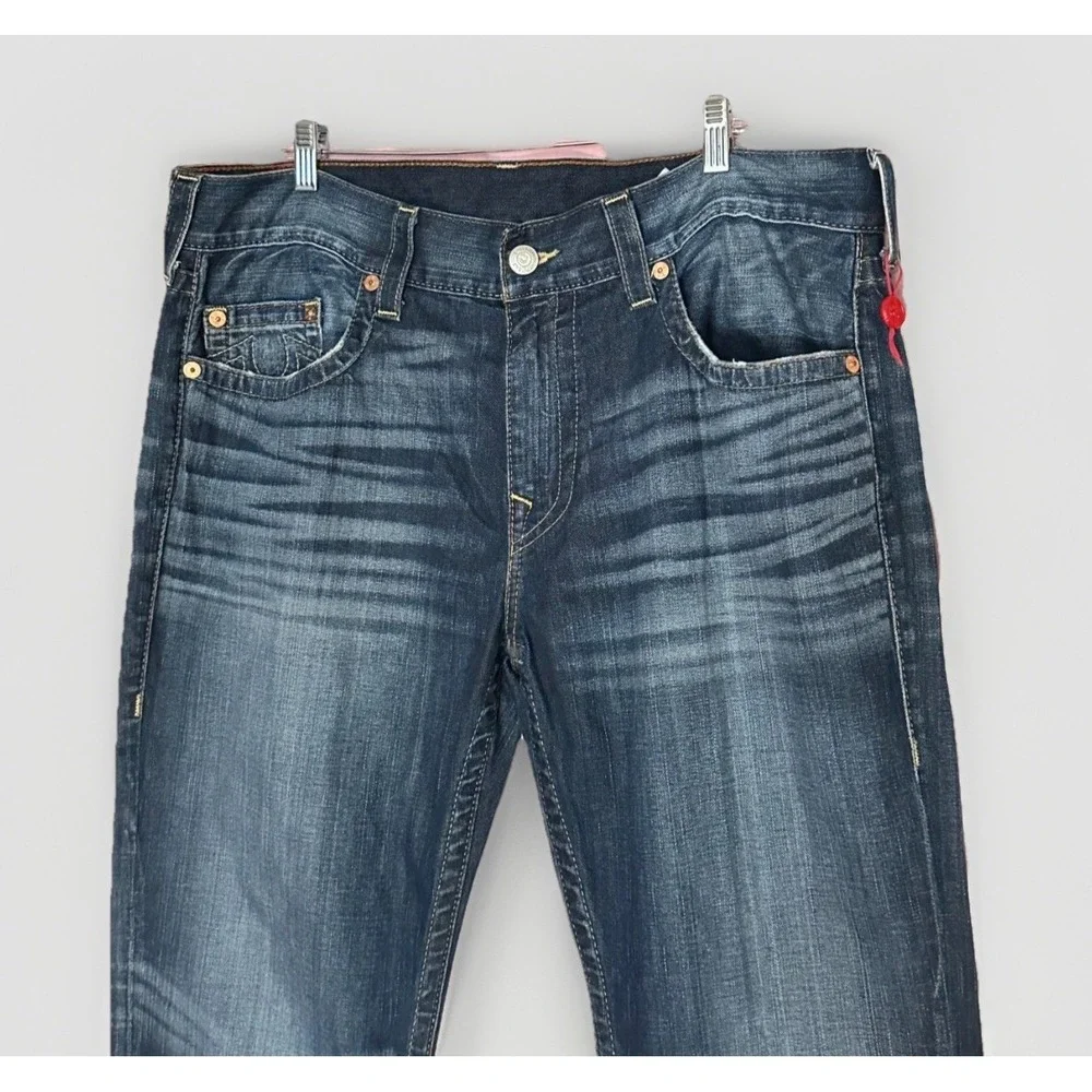 NWOT True Religion Dark Wash Ricky Relaxed Straight Leg Jeans 38 Men 41x34